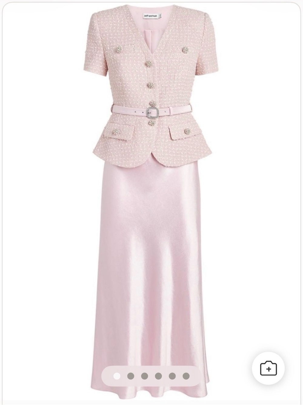 Self Portrait x Harrods Pink Two-Piece Tweed & Satin Maxi Dress